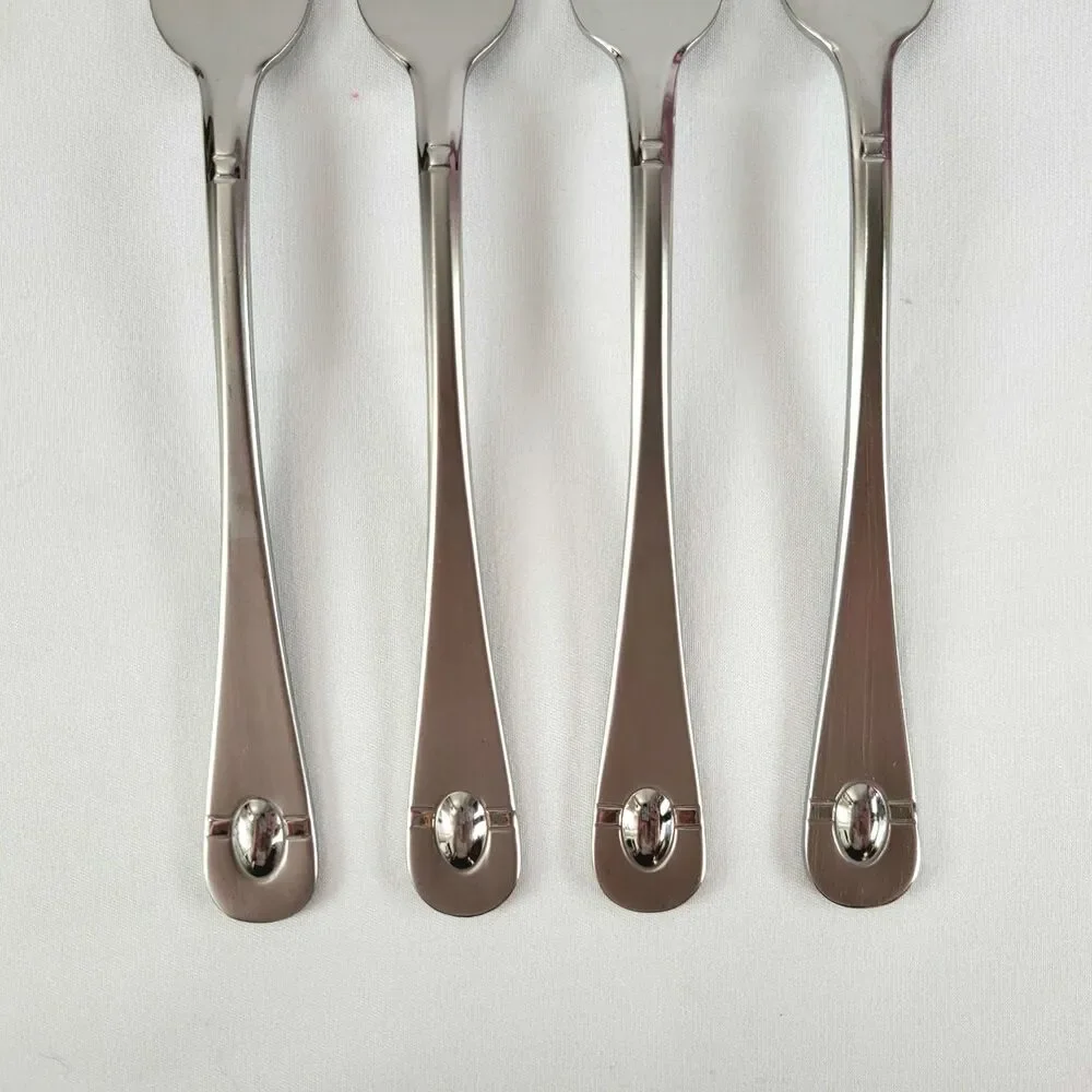 Oneida Satin Jupiter 18/10 Stainless Flatware Set 4 Salad Forks Retro 90s Y2K